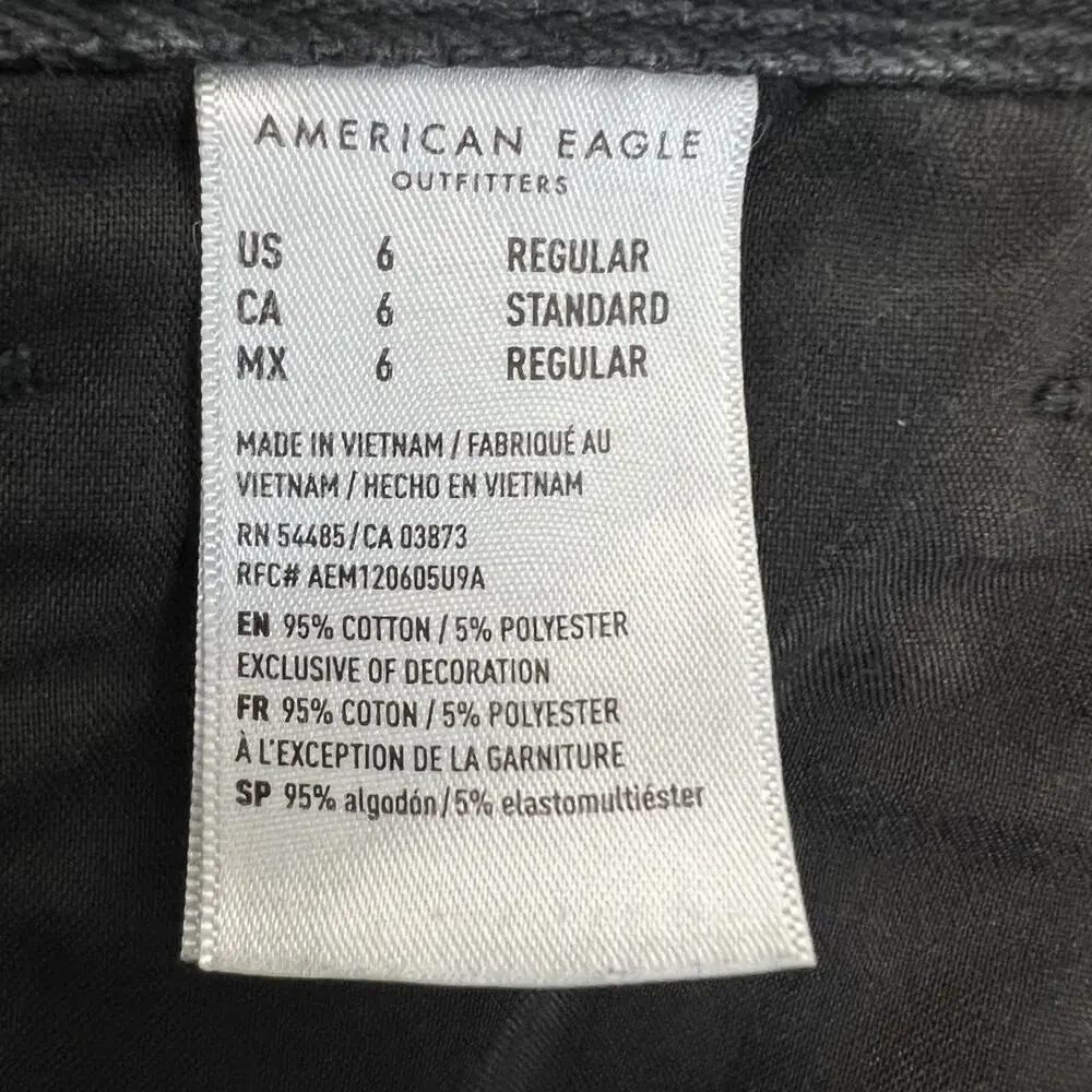 American Eagle Jeans Womens 6 Black Relaxed Mom‎ Distressed Baggy Grunge Skater